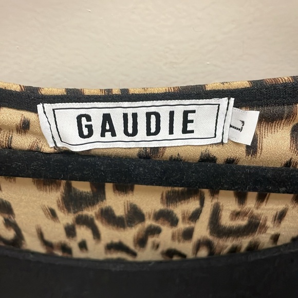 Linen Front Leopard Print Dress, Size Large - Picture 7 of 7